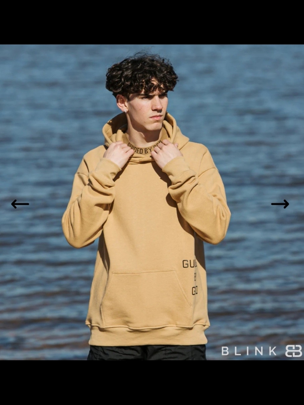 Blink Large Tan Hooded Sweatshirt with Subtle Text